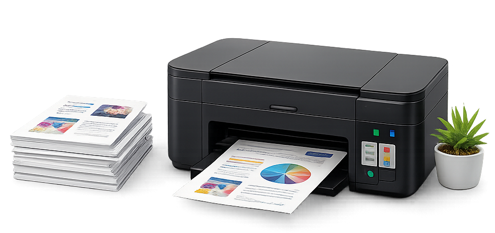 Inkjet printer with colorful printed pages